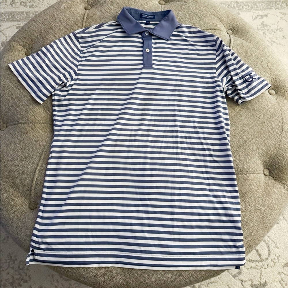 Peter Millar Men's Blue Striped Polo Shirt
